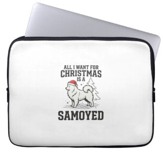 Capa Para Notebook Tudo o que Quero para o Natal Cachorro Samoyed