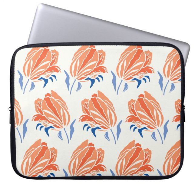 Capa Para Notebook Tulipa Barroca: Vintagem Botânica Linocut (Frente)