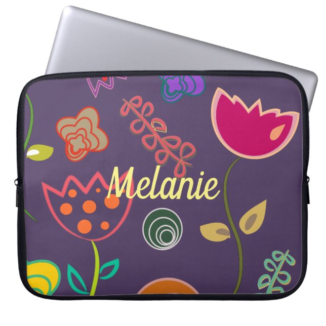 Capa Para Notebook Tulipa Funky Padrão Roxo Personalizado (Frente)