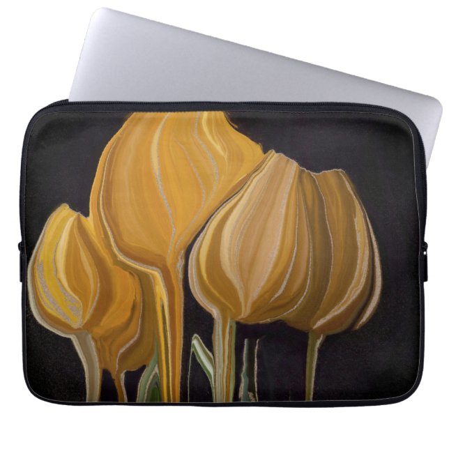 Capa Para Notebook Tulipa Trio Dourada em Preto (Frente)