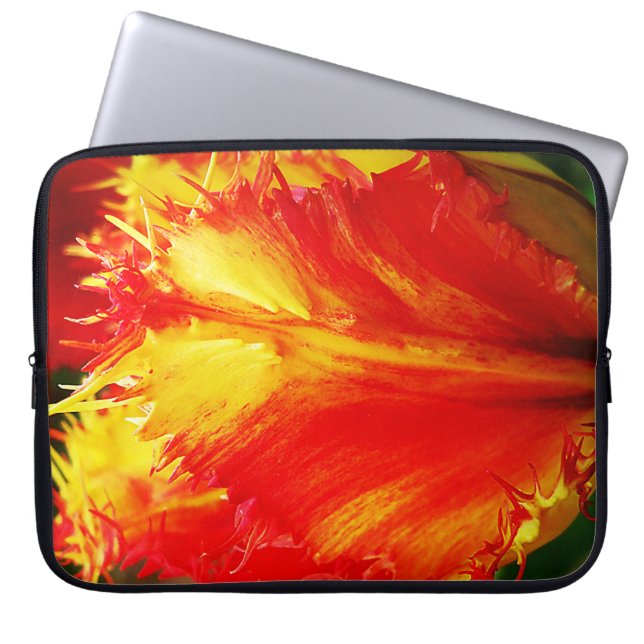 Capa Para Notebook Tulipa Vermelha E Amarelo (Frente)