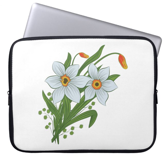 Capa Para Notebook Tulipas e Flores de Daffodils (Frente)