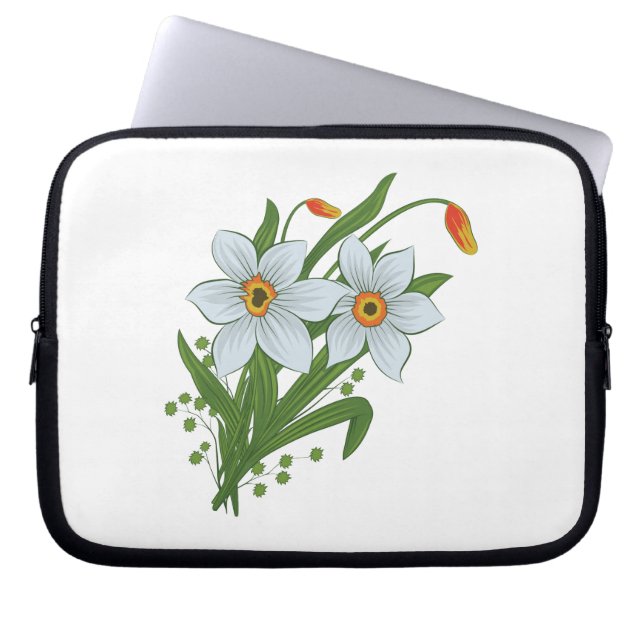 Capa Para Notebook Tulipas e Narcisos Flores (Frente)