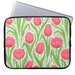 Capa Para Notebook Tulipas em vermelho e verde
