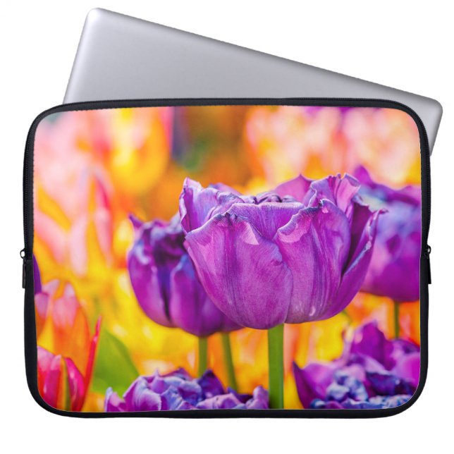 Capa Para Notebook Tulipas Encantando Roxo (Frente)