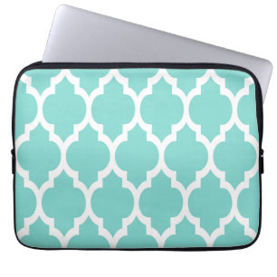 Capa Para Notebook Turquesa Aqua What Quatrefoil Marroquino Padrão #