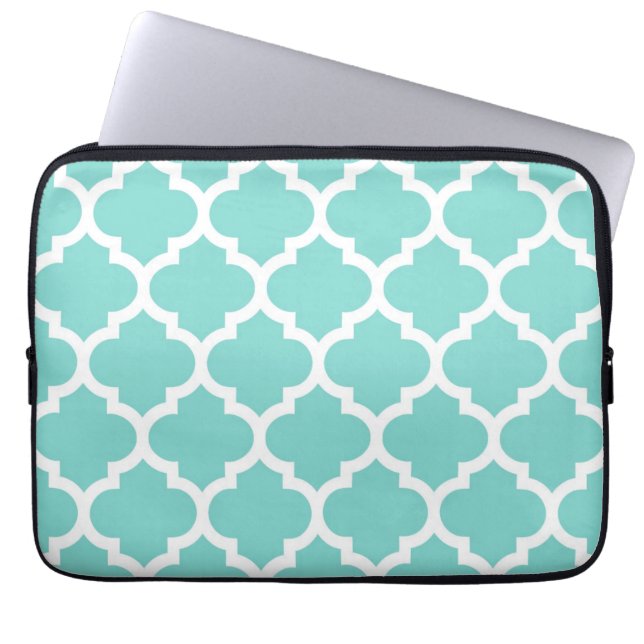 Capa Para Notebook Turquesa Aqua What Quatrefoil Marroquino Padrão #5 (Frente)