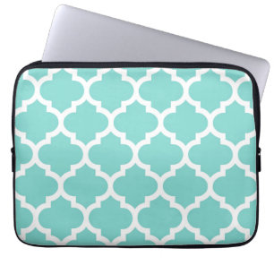 Capa Para Notebook Turquesa Aqua Whatrefoil marroquino Padrão Quatre