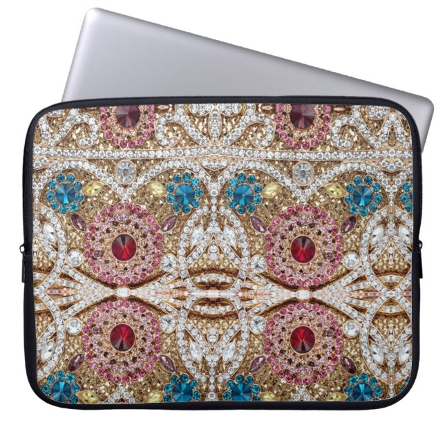 Capa Para Notebook turquesa azul-prata-ouro-burguês-rosa-burguês (Frente)
