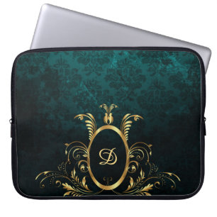 Capa Para Notebook Turquesa de Damasco Personalizado de Luxo