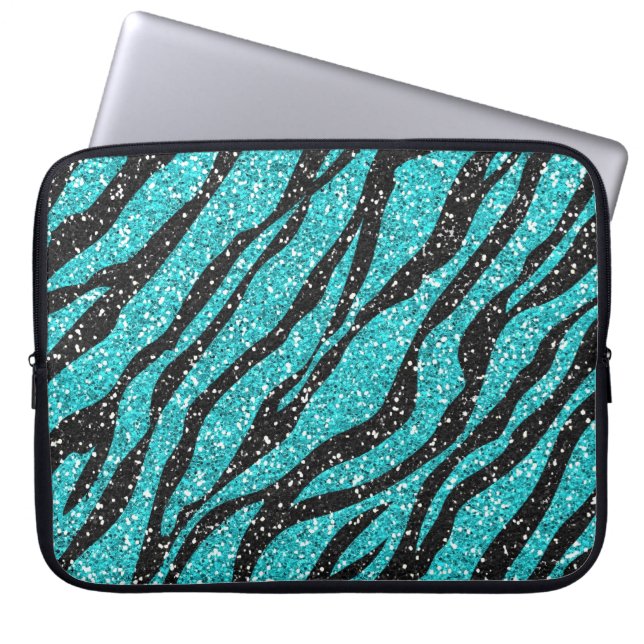 Capa Para Notebook Turquesa e Bolsa de laptop de Impressão de Zebra N (Frente)