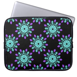 Capa Para Notebook Turquesa e flor de néon roxa