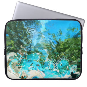 Capa Para Notebook Turquesa tropical Oceano Azul e algas verdes