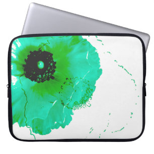 Capa Para Notebook turquesa vibrante e ranúculo branco