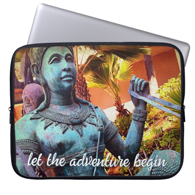 Capa Para Notebook Turquoise Warrior Statue Foto Deixe Aventura Começ (Frente)