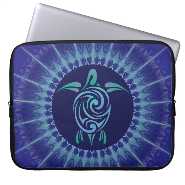 Capa Para Notebook Turtle Mandala Dark Blue (Frente)