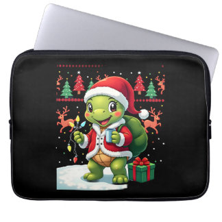 Capa Para Notebook Turtle Xmas Lights Ugly Santa Turtle Christmas Tan