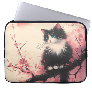 Capa Para Notebook Tuxedo Cat sobre estética japonesa do florete de c