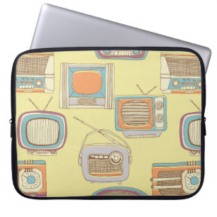 Capa Para Notebook Tv e rádio retrô. padrão sem falhas