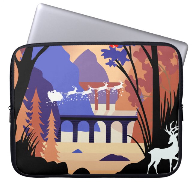 Capa Para Notebook Twilight Forest Christmas Santa Sleigh (Frente)
