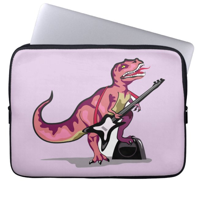 Capa Para Notebook Tyrannosaurus Rex Tocando Violão. (Frente)