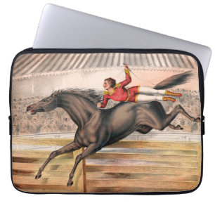 Capa Para Notebook Um Artista De Circo A Andar Com Um Cavalo De Salto