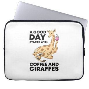 Capa Para Notebook Um Bom Dia Começa Com Café E Girafa Engraçado