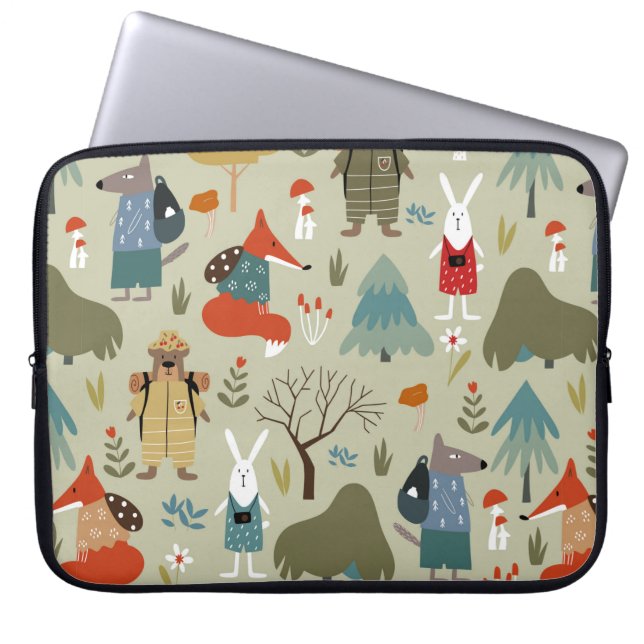 Capa Para Notebook Um bom padrão de colheita com animais taiga. (Frente)