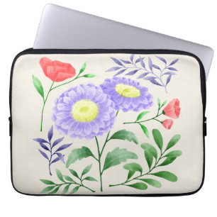 Capa Para Notebook Um conjunto de flores pintadas em aquarela