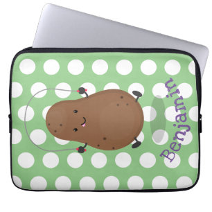 Capa Para Notebook Um desenho animado de corda de batata feliz