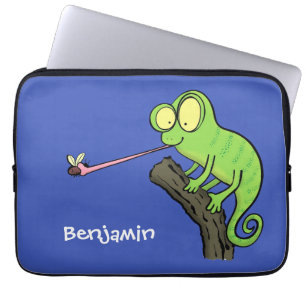 Capa Para Notebook Um desenho animado verde-feliz chameleon lagarto