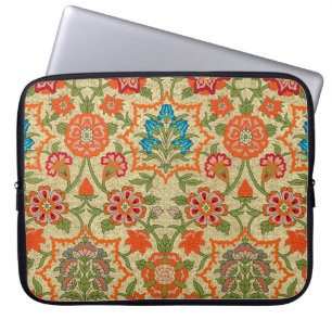 Capa Para Notebook Um design floral por espelho repete. Laranja e ver