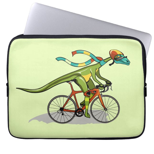 Capa Para Notebook Um Dinossauro Anabisetia Andando De Bicicleta. (Frente)