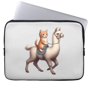 Capa Para Notebook Um gatinho Fofinho a andar Fluffy Llama, Cat e Lla