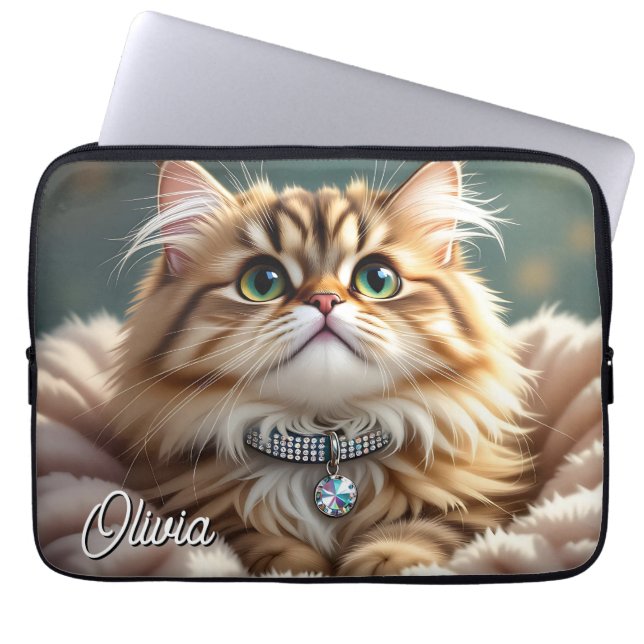 Capa Para Notebook Um Gato de Tabulação Fluffy Personalizado e Bonito (Frente)