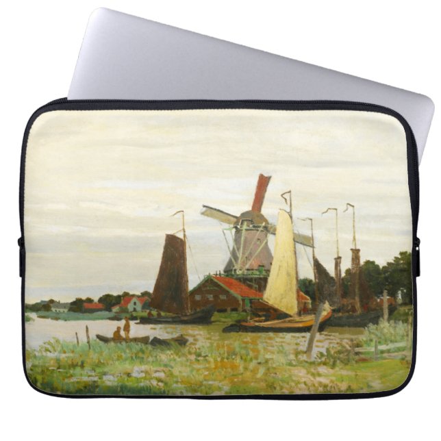Capa Para Notebook Um moinho de vento em Zaandam Claude Monet (Frente)