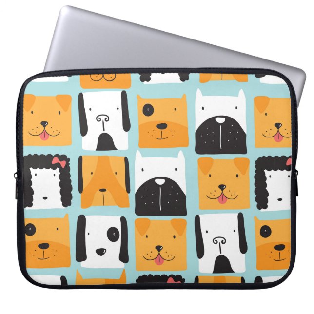 Capa Para Notebook Um padrão perfeito com cães bonitos. (Frente)