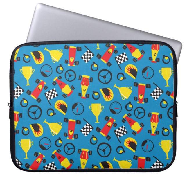 Capa Para Notebook Um padrão perfeito com carros de corrida.  (Frente)