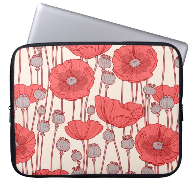 Capa Para Notebook Um padrão perfeito com papoilas.  (Frente)
