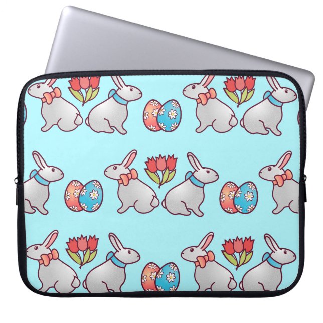 Capa Para Notebook Um padrão uniforme de coelho com ovos de páscoa e  (Frente)
