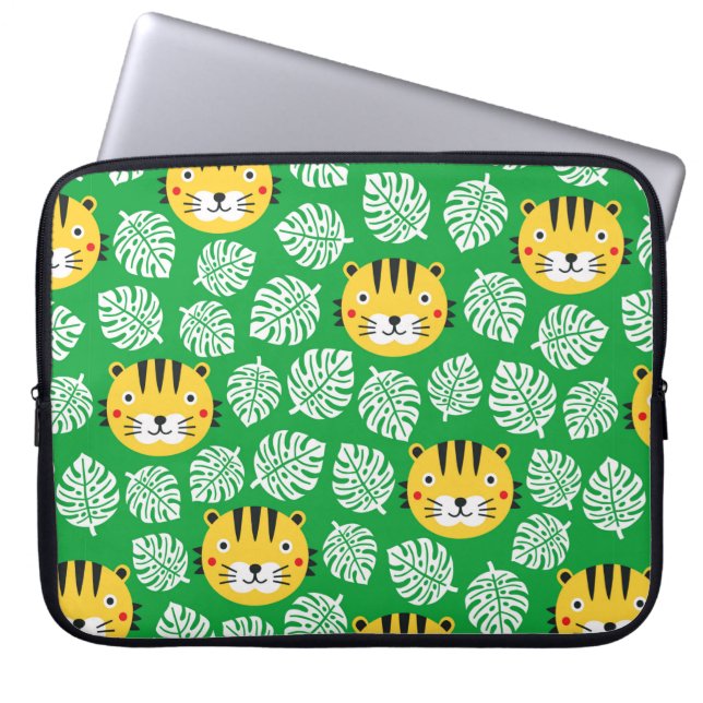 Capa Para Notebook Um padrão uniforme mais alto com folhas tropicais. (Frente)
