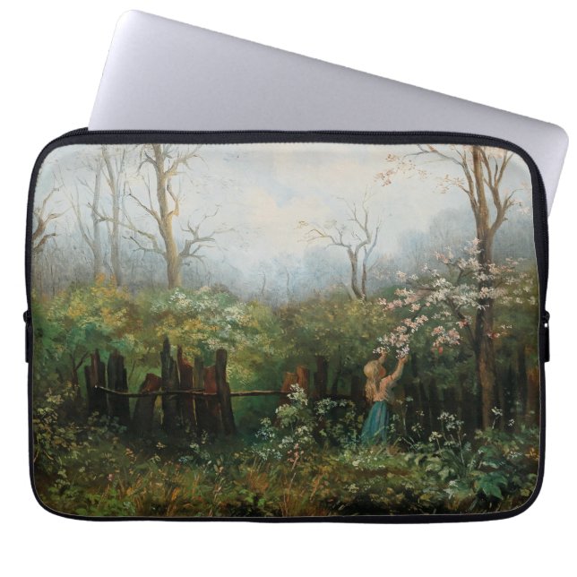 Capa Para Notebook Uma garota no jardim - Olga Wisinger-Florian (Frente)