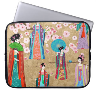 Capa Para Notebook Uma garota oriental em retro figurapanese, chinesa