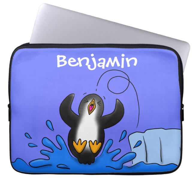 Capa Para Notebook Uma ilustração de desenho animado de pinguins de s (Frente)