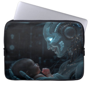 Capa Para Notebook Uma mulher robótica enforcando um bebê
