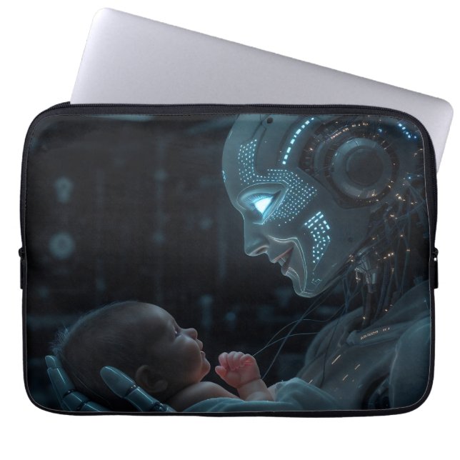 Capa Para Notebook Uma mulher robótica enforcando um bebê (Frente)