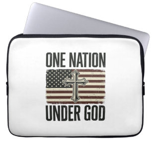 Capa Para Notebook Uma Nação Sob Deus Cruz Patriótica