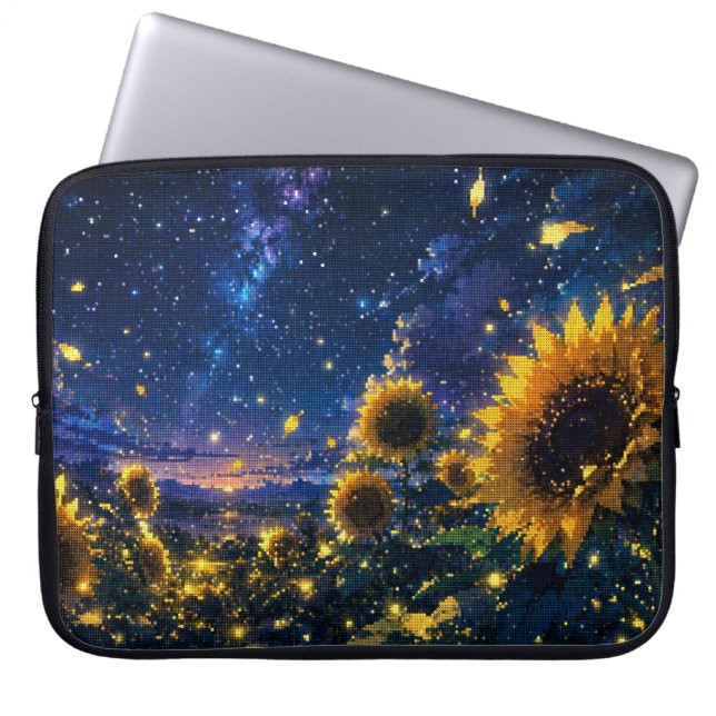 Capa Para Notebook Uma Noite com os Girassóis e Vaga-lumes (Frente)