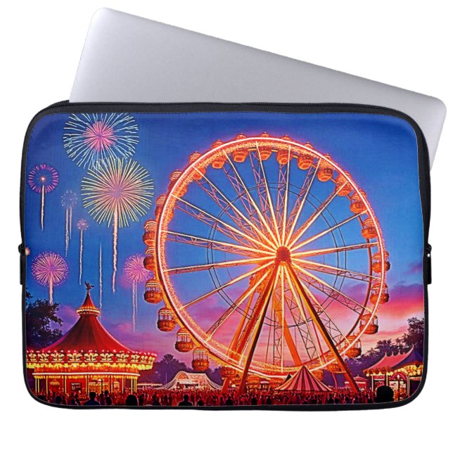 Capa Para Notebook Uma Noite de Luzes Festivas Design (Frente)