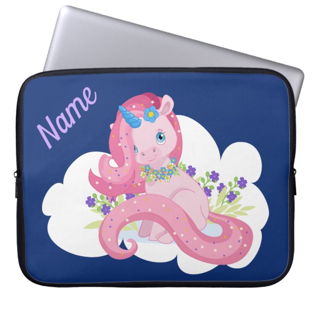 Capa Para Notebook Unicórnio Cor-de-Rosa, Personalizado (Frente)
